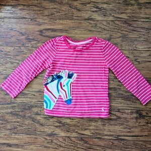 $ 💥3/$24 Joules‎ Pink Striped Long Sleeve Tee with Zebra Design
